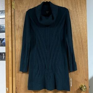 ALYX TEAL COWL NECK TUNIC / SWEATER DRESS! COZY TEXTURED KNIT FALL WINTER NWT